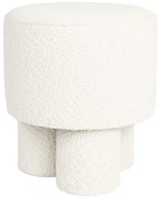 Biely taburet z textílie buklé Marcos – White Label