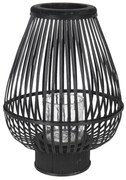 Čierna drevená lampáš so skleneným valcom na sviečku Cotilde - Ø 34 * 46 cm