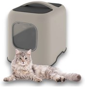 Mačacia toaleta, krytý záchod pre mačky s lopatkou CAT XL - béžová