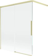 Mexen Rox, 2-krídlová posuvná vaňová zástena 140 x 150 cm, 8mm číre sklo, zlatý matný profil, 8C9-140-003-55-00