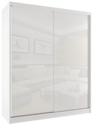 Šatníková skriňa 158cm Belini biely mat / biely lesk s posuvnými dverami  BM SZP3/2/W/W/W/HI