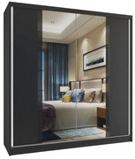 Šatníková skriňa 158 cm Belini čierny mat s posuvnými dverami a zrkadlom  MV SZP3/2/B/B/B/HI