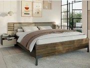 Posteľ s nočnými stolikmi Barea 180x200, béžová/dub atlantic%