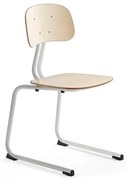 Školská stolička YNGVE, podnož s klzákmi, biela, breza, V 460 mm