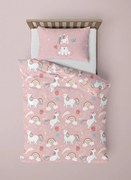 Dětské bavlněné povlečení Jednorožec 160x200 cm + 70x80 cm růžové