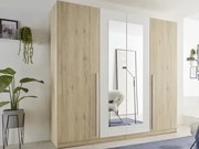 Šatníková skriňa so zrkadlom Cano, 228 cm, dub san remo/biela%