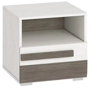 Nočný stolík SARPA 45x46 cm biela/hnedá