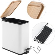 Odpadkový kôš do kúpeľne TOBY s bambusovým krytom 5l - biely