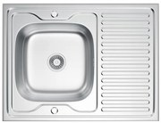Erga HD, 1-komorový oceľový drez 800x500x160 mm s dlhým odkvapkávačom, dekor ľan, ERG-MLS-HD8050DN