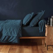 Modrá napínacia bavlnená plachta 180x200 cm Lina – douceur d'intérieur