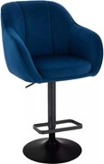 LuxuryForm DESIGN Barová stolička AVOLA VELUR na čiernom tanieri - modrá