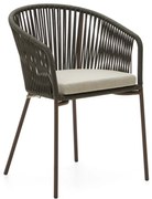 Zelená kovová/polstrovaná záhradná stolička Yanet – Kave Home