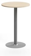 Barový stôl ALVA, Ø700x1000 mm, s kotvením do zeme, HPL, strieborná/breza