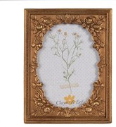 Zlatá antik fotorámik zdobená kvetmi - 14*2*19 cm / 10*15 cm