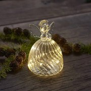 SIRIUS LED světelný skleněný anděl, 13cm, čirý