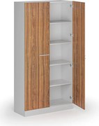 Kovová spisová skriňa s drevenými dverami, demontovaná, 1950 x 1000 x 400 mm, orech