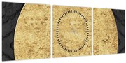 Obraz - Zlatá štruktúra N⁰2 (s hodinami) (90x30 cm)