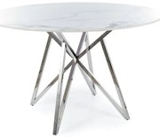 SIGNAL MEBLE Okrúhly jedálenský stôl MURANO 120, chróm/biela