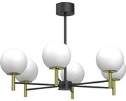 Luster na tyči AWINION 6xE27/15W/230V biela/zlatá/čierna