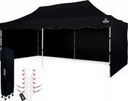 BRIMO Párty stan 3x6 m Nožnicový (3 steny) - Oceľová Konštrukcia a Plachta 330g/m² - s 3 stenami - Čierna 11
