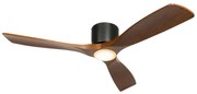 Stropný ventilátor čierny s drevom 131,5 cm vrátane LED stmievateľný s diaľkovým ovládaním - Jerri