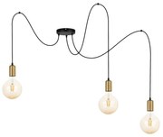 Luster na lanku MIROS 3xE27/60W/230V pavúk čierna/zlatá