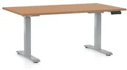 Výškovo nastaviteľný stôl OfficeTech D, 120 x 80 cm, sivá podnož, buk