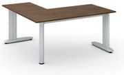Rohový kancelársky písací stôl PRIMO FLEXIBLE, 160x160 cm, orech