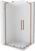 Mexen Velar L Duo, sprchový kút s posuvnými dverami 90 x 80 cm, 8mm sklo námraza, medená matná, 871-090-080-02-33-65