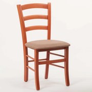 Stima stolička PAYSANE s čalúneným sedákom Vyberte odtieň ->: Čerešňa, Vyberte látku ->: LUX Camel 2