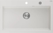 Mexen Elix žulový drez 1-komorový 800 x 500 mm, biely, sifón chróm - 6527801005-20
