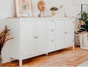 Široká úložná komoda Bergen, biela/dub artisan%