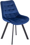 Jedálenská stolička RICK so zamatovým poťahom, tmavomodrá