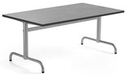 Stôl PLURAL, 1400x800x600 mm, linoleum - tmavošedá, strieborná