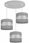 Závesné svietidlo ELEGANCE, 3x sivé textilné tienidlo, sivá konštrukcia