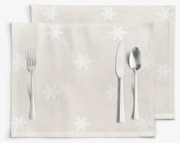 Goldea prestieranie na stôl natura – snehové vločky na režnej - sada 2ks 30 x 40 cm