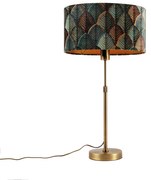 Stolná lampa bronzová s oválnym zamatovým tienidlom s dizajnom listov 35 cm - Parte