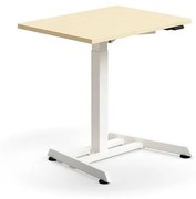 Výškovo nastaviteľný stôl QBUS, s centrálnou nohou, 800x600 mm, biely rám, breza