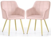 Sada dvoch jedálenských stoličiek LUXANO zamatové, ružové / zlaté nohy (2 ks)