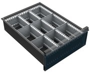 Organizér náradia do zásuvky skríň KOVOS so šírkou 500 mm, 9 priehradiek, 150 - 240 mm