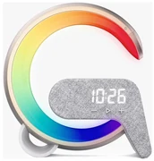 Immax 08986L-LED RGB Stmievateľná lampa s budíkom a Qi nabíjaním 30W/230V zlatá IM1314