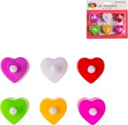LED čajové sviečky v tvare srdca HEARTS, sada 6 ks