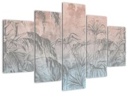 Obraz - Tropické rastliny na stene (150x105 cm)