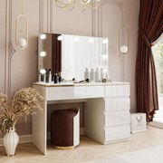 TOALETNÝ STOLÍK NESSIE ELITE 2 BIELY LESK + ZLATÝ