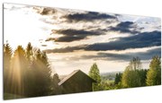 Obraz lesnej chaty (120x50 cm)