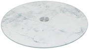 Sklenený otočný servírovací podnos White Marble, (fi) 32 cm