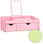 Organizér na kozmetiku a hračky s 2 zásuvkami a zrkadlom zelený