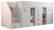 Detská kombinovaná posteľ 90 cm Toreno 3 (biela + biely lesk + biele lesklé madlá) (L). Vlastná spoľahlivá doprava až k Vám domov. 1083329
