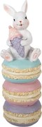 Dekorácia biely králik sediaci na makrónkach - 7*7*20 cm