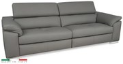 Moderná kožená pohovka LOREN II (4P), sivá (madras - 128 grey)